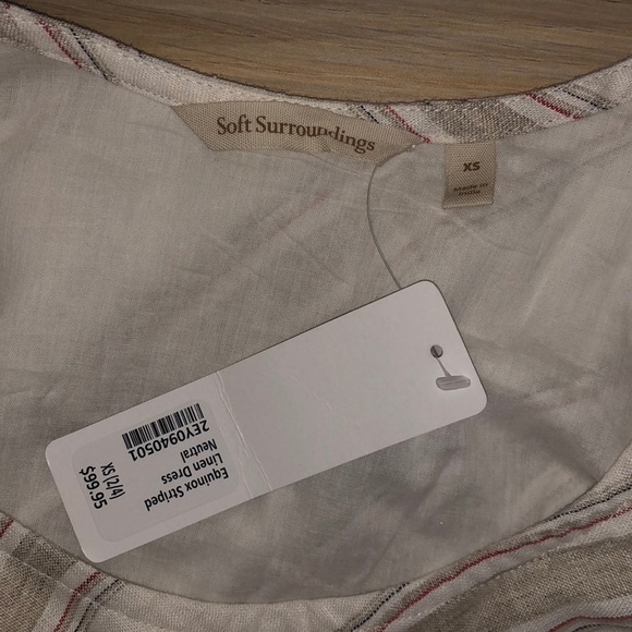 Soft Surroundings Linen Blend Striped Dress NWT - Picture 4 of 5